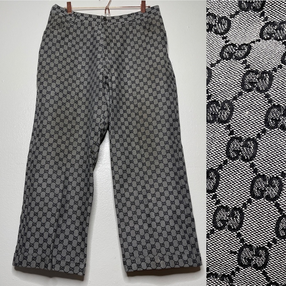 Vintage Gucci Logo Monogram Wide Pants